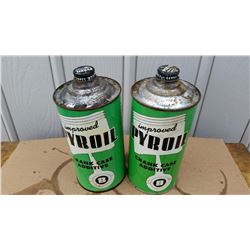 Pair of 32oz Pyroil Cone top tins with lids