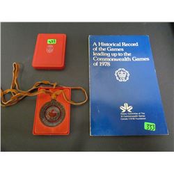 Sponsors 1978 award Common Wealth games c/w Historic Record Book