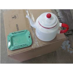 Enamel pot and Blackhorse Ale Ashtray