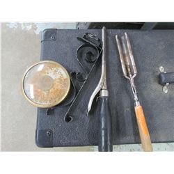 2 vintage Curling Irons and a Thermometer