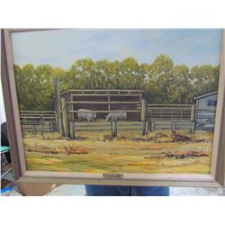 Framed art from Melfort's John David Epp "Jim's Corral" 1983