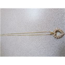 Heart shaped Pendant on chain CZ stones