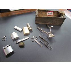 old zippos and grooming tools in sm Skim milk box
