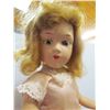 Image 6 : 18 inch tall vintage doll in peach dress on stand