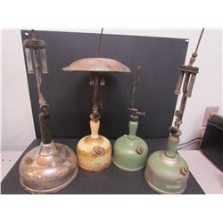 4 gas Lamps (silver-Coleman,cream color- model no128c, 2mint green-model no168k