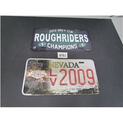 Sask Rough Riders + Nevada License plates