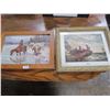 Image 1 : Cowboy & Horses Framed Art unmarked+ Windslow Homer Painting (glass cracked)