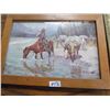 Image 2 : Cowboy & Horses Framed Art unmarked+ Windslow Homer Painting (glass cracked)