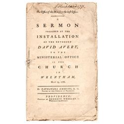 American Revolution Reverend DAVID AVERY Signed + Inscribed Imprint Chaplain