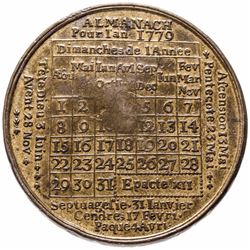 1779-Dated American Revolution French Calendar Medal Struck in Brass