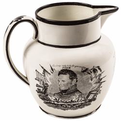 c1815 War of 1812 Historic Staffordshire Pitcher Pike + Macedonian Captain Jones