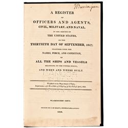 1818 1st Edition Military War Book Signed by Senator James Burrill, Jr.