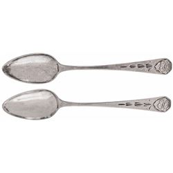 Pair of Coin Silver Coffin End Spoons, c. 1815