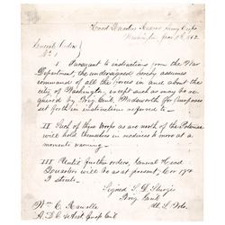 1862 Gen. SAMUEL DAVIS STURGIS Autograph Document Signed Command of Washington