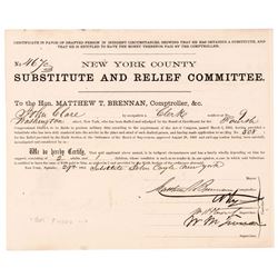 1863 Civil War $300 Substitute Bounty Certificate Signed WILLIAM MAGEAR TWEED