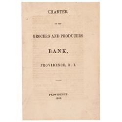 1853 Original Imprint, Charter of Grocers + Produce Bank, at Providence, R.I.