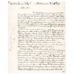 1799 Historic Political Letter to GENERAL WILLIAM SHEPARD Regarding Adams