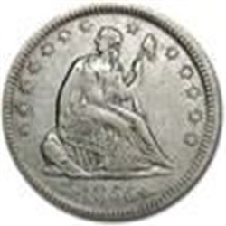 1855 Silver Liberty Seated Quarter AU