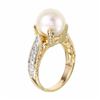 Image 2 : 14KT Yellow Gold Pearl & Diamond Ring -# 1823
