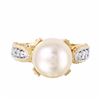 Image 3 : 14KT Yellow Gold Pearl & Diamond Ring -# 1823