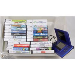 NINTENDO DS WITH 23 ORIGINAL GAMES.
