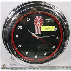 KENWORTH TRUCKS RED NEON ELECTRIC CLOCK