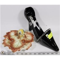 BLACK POLYRESIN RHINESTONE HIGH HEEL WINE