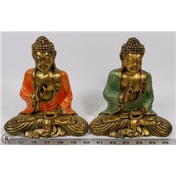 PAIR OF CERAMIC PRAYING BUDDHA FIGURES