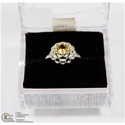 STERLING SILVER CHRYSANTHEMUM RING WITH GENUINE