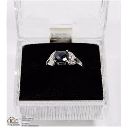 STERLING SILVER GENUINE BLACK SAPPHIRE RING SIZE 7