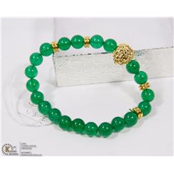 #35-GREEN EMERALD BEAD BRACELET/8MM