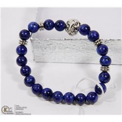 #27-NATURAL BLUE LAPIZ BEAD BRACELET /8MM
