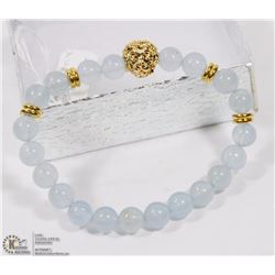 #26-NATURAL GREEN AQUAMARINE BEAD BRACELET