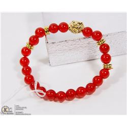#34-RED RUBY BEAD BRACELET/8MM