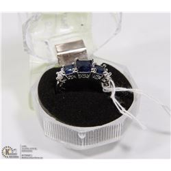 #57-BLUE SAPPHIRE & CZ RING