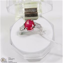 #63-RED RUBY & CZ  RING