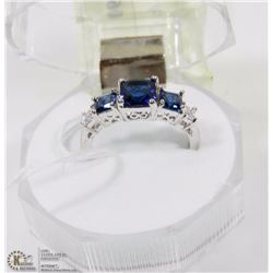 #60-BLUE SAPPHIRE & CZ RING