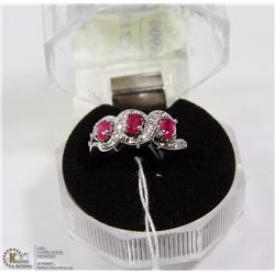 #70-RED RUBY & CZ RING