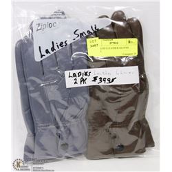 2PK LADIES LEATHER GLOVES SMALL