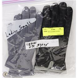 2PK LADIES LEATHER GLOVES SMALL