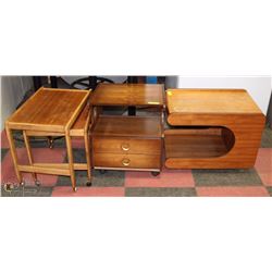 3 WOOD END TABLES