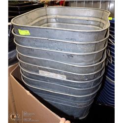STACK OF 8 GALVANIZED WASHTUBS