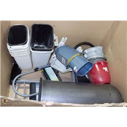 PALLET WITH FOUR 2 STEP LADDERS AND GARBAGE CANS