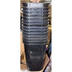 STACK OF 14 BLACK PERSONAL SZ GARBAGE CANS