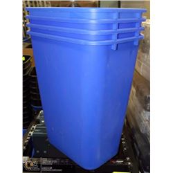 STACK OF 4 BLUE RECYCLE BINS