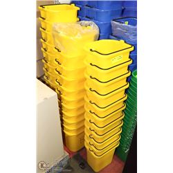 3 STACKS OF YELLOW MINI BINS