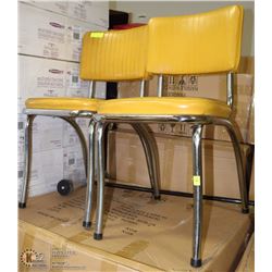 PAIR OF VINTAGE YELLOW AND CHROME CHAIRS