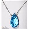 Image 1 : 9) 10K WHITE GOLD 16 INCH BLUE TOPAZ NECKLACE