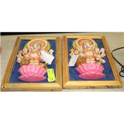 PAIR OF RELIGIOUS FIGURE ON PLAQUES