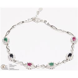 13) STERLING SILVER GEMSTONE HALO BRACELET